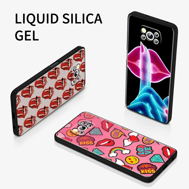 

Lip Print Heart Finger For Xiaomi POCO F3 11T Mix4 10S X2 10 M2 M3 Lite F3 Pro 5G Black Soft Cover Phone Coque Fundas