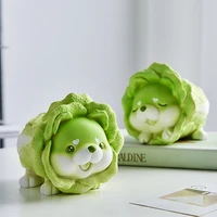 creative cabbage dog sculpture ornament cute plant animal sculpture kawaii room decoration desk accessories resin craft gift