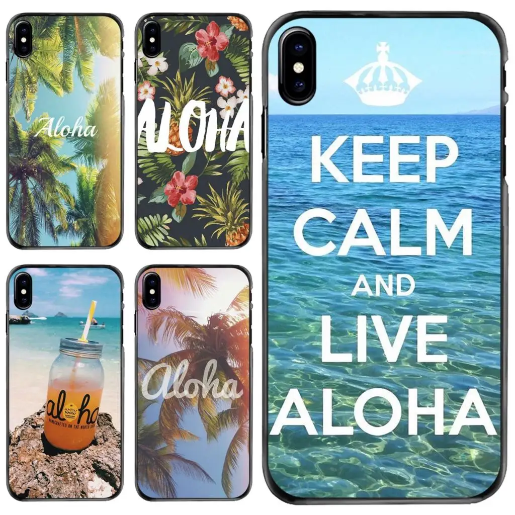

For Apple iPhone 11 12 13 14 Pro MAX Mini 5 5S SE 6 6S 7 8 Plus 10 X XR XS Hard Phone Bag Case Flower Aloha Palm Trees Beach Art