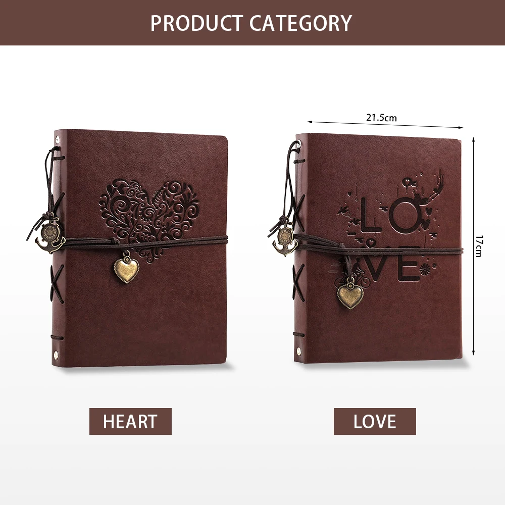 Фотоальбом в винтажном стиле книга из кожи для скрапбукинга 30 листов (60 страниц)