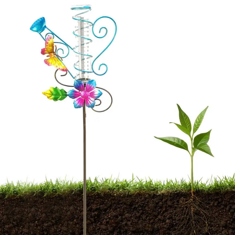 

Rain Gauge For Yard Butterfly Outdoor Decor With Rainfall Measure Glass Tube Waterproof Rain Gauges For Outdoors Lawn Pathway