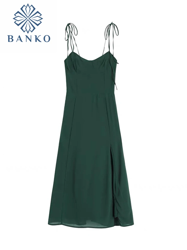 

Beachwear Holiday Summer Dress Women Fashion Elegant Sexy Slit Lace Up Solid Spaghetti Strap Strapless Backless Long Dress Mujer