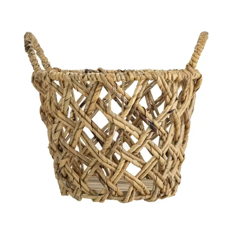 

Hyacinth Round Decorative Storage Basket with Handles, 9.84 Pen holder Men wallet Ecoco Organizer for desks Organizers storage N