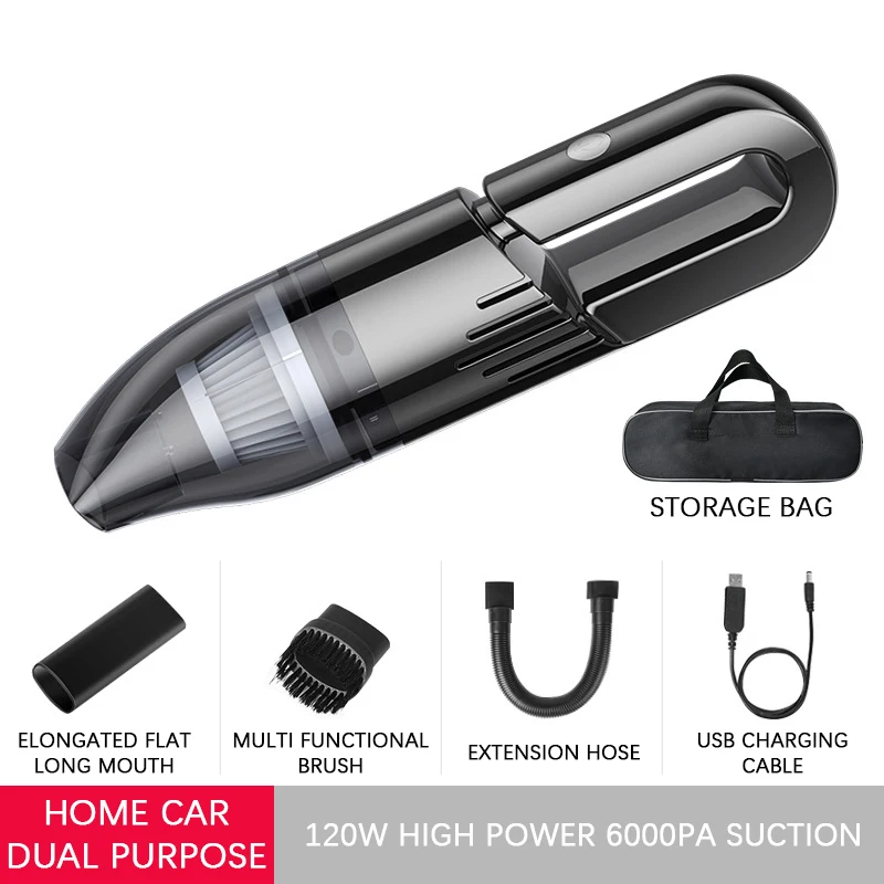 

12V 120W 6000Pa Powerful Cyclone Suction Car Vacuum Cleaner Cordless Wet/Dry Dual Use Auto Portable Vacuums Cleaner Home Office