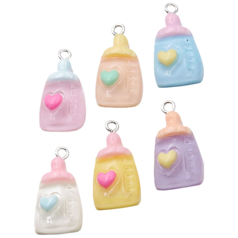 

6 Pcs Feeding Bottle Pendant Charms DIY Resin Clasp Necklace Bracelet Jewelry Small Locket