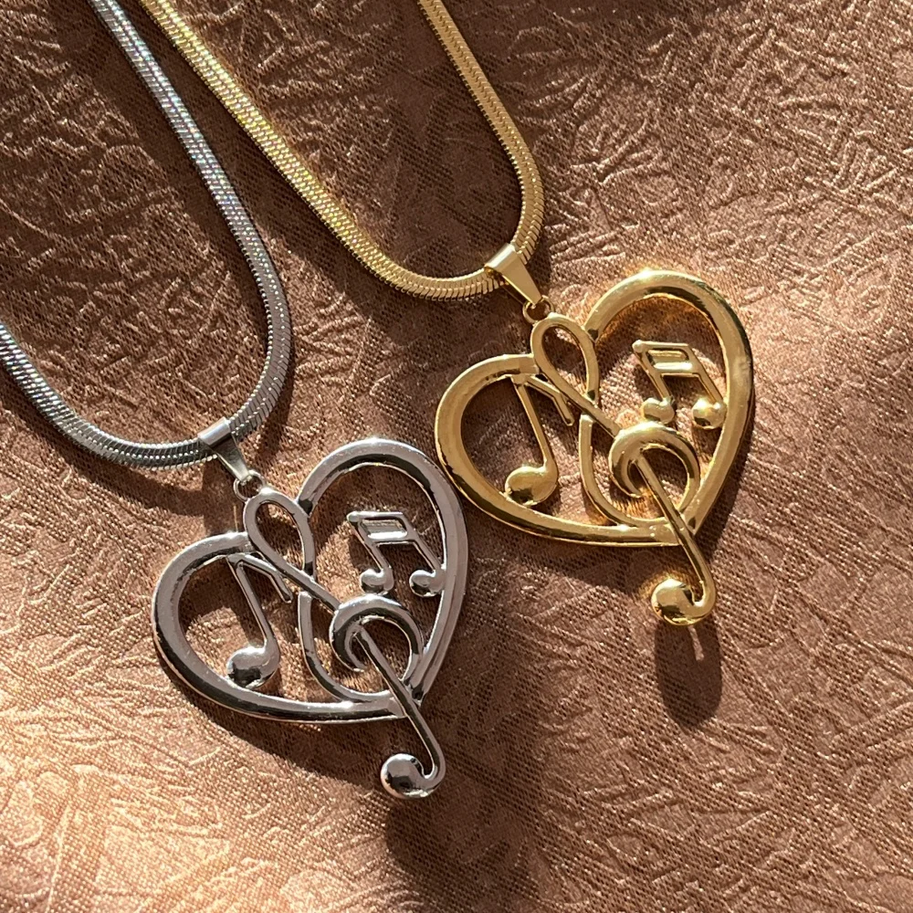 Сердце Музыкальная Нота Тройное Ожерелье Подарок Для Девочек Женщин Мужчин