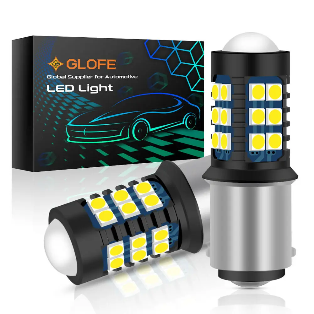

Glofe 2X White 1157 3030 30Smd Tail Brake Stop Backup Reverse Led Light Bulb