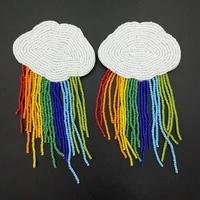 5pc handmade rhinestone clouds rainbow beaded crystal patches sew on bag jacket dress for clothing badge flower applique