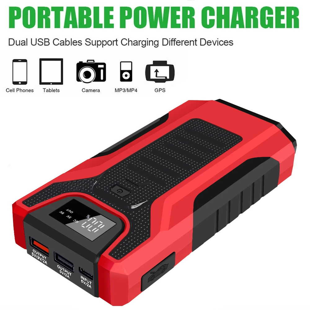 

GKFLY Car Jump Starter Battery Power Bank Portable 12V 1200A Vehicle Emergency Battery Booster for 5.0L/3.0L Car Power Starter