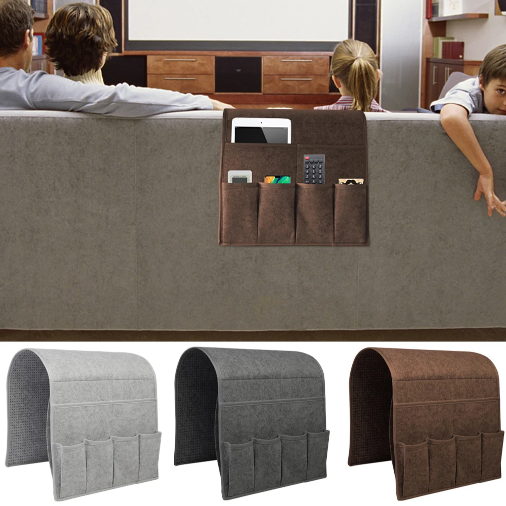 Household Armchair Caddy Felt Couch Recliner Armrest Organizer for Magazine Tablet Cell Phone Remote Control Hanging Storage Bag