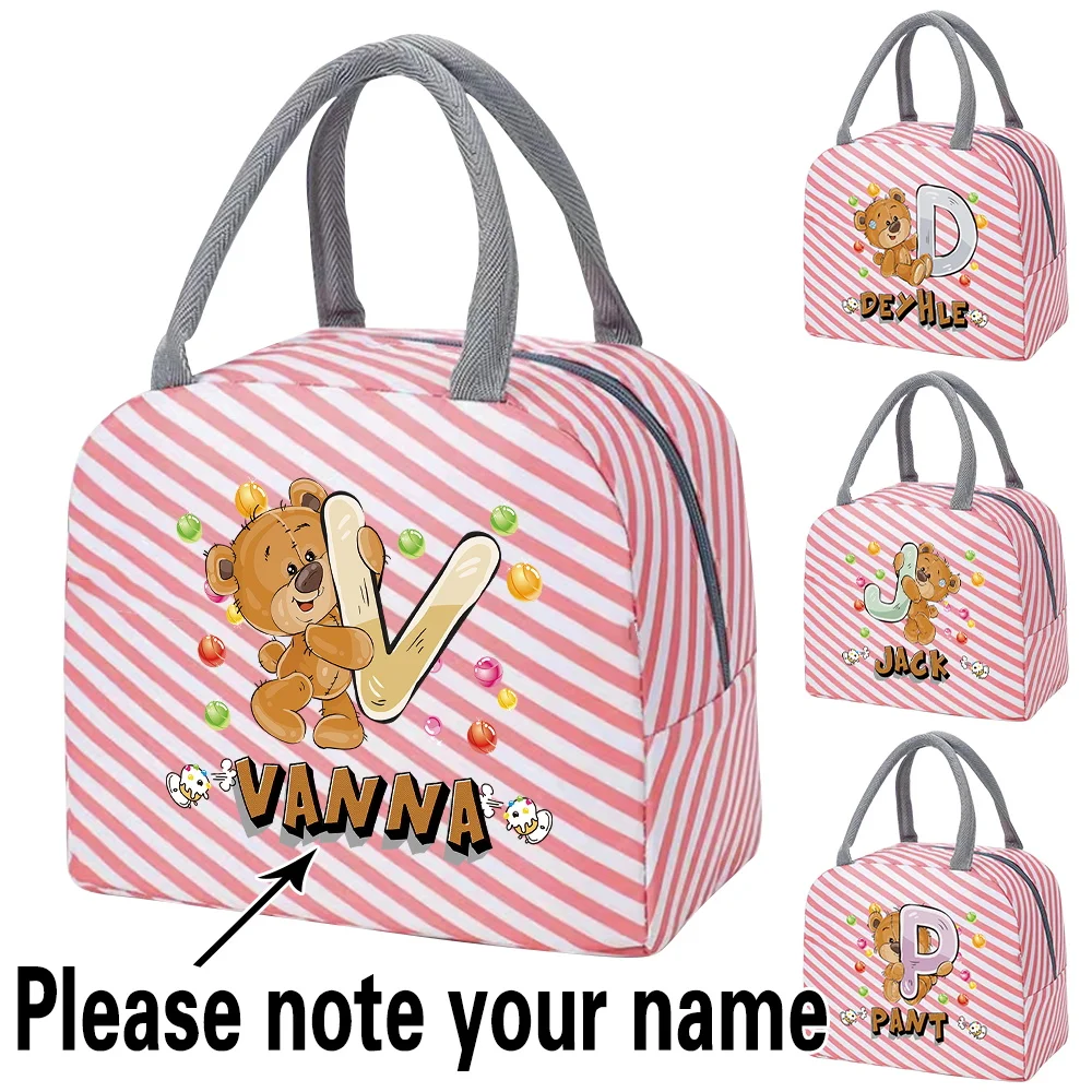 Сумки для обеда с бесплатным именем по индивидуальному заказу розовая сумка