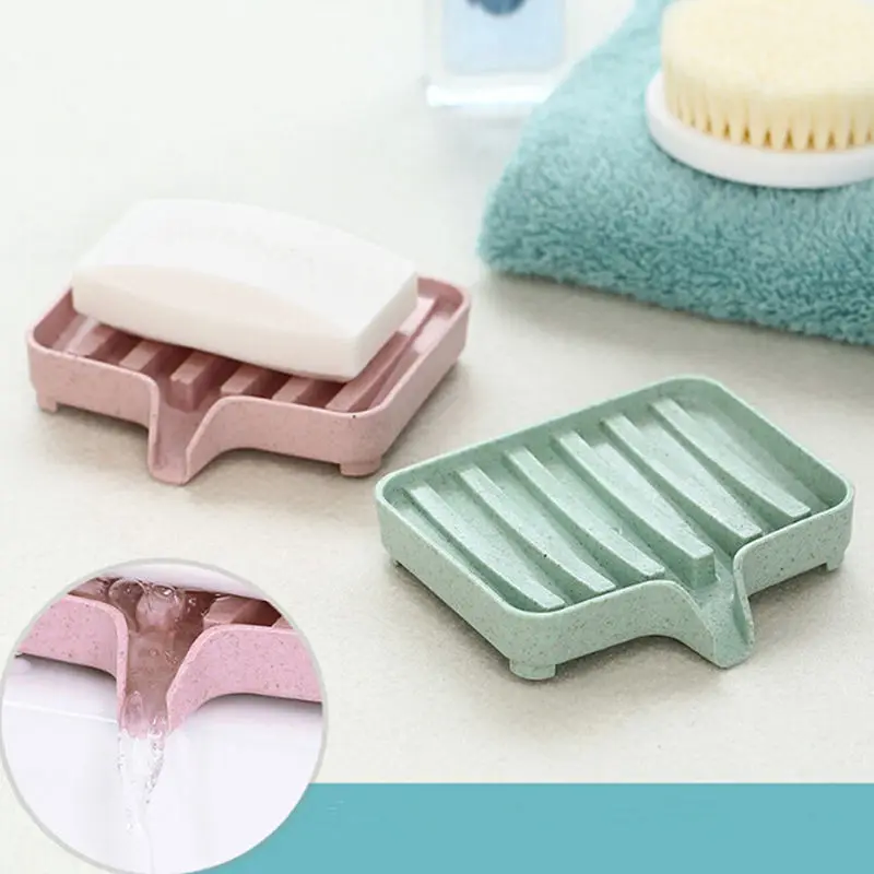 

Plastic Soap Dish Storage Box Colorful Dishes Bath Soap Holder Bathroom Organizer Sponge Holder Plate Tray Drain