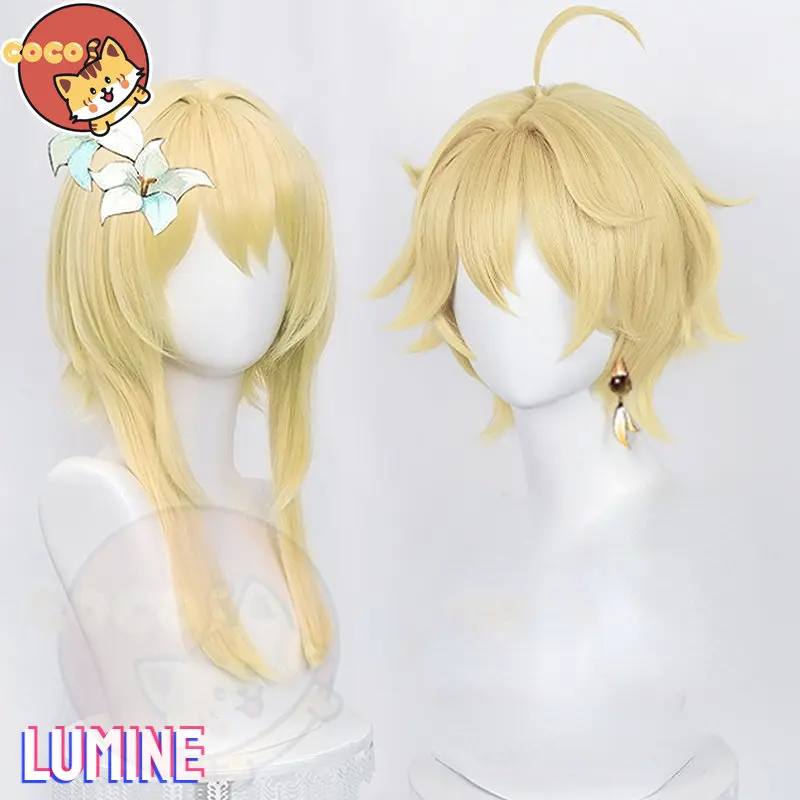 

Косплей-парик CoCos Game Genshin Impact Lumine, Косплей Cos Genshin Impact Traveler, косплей Twin Aether/Lumine, косплей, светлые волосы