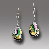 luxury fashion drop shape texture electroplating antique silver earrings wholesale jewelry