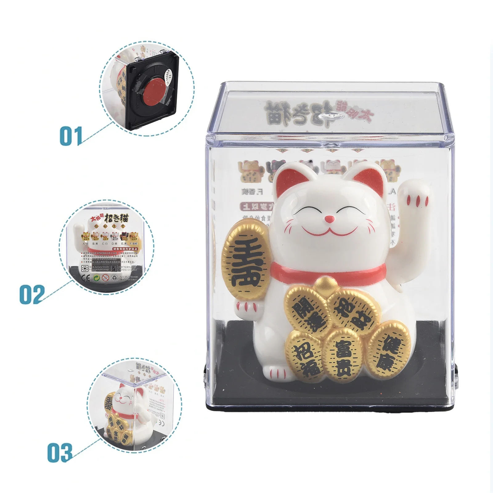 2-дюймовый Бонсай С Движущимся Котом Украшение Фэн-шуй На Солнечной Энергии