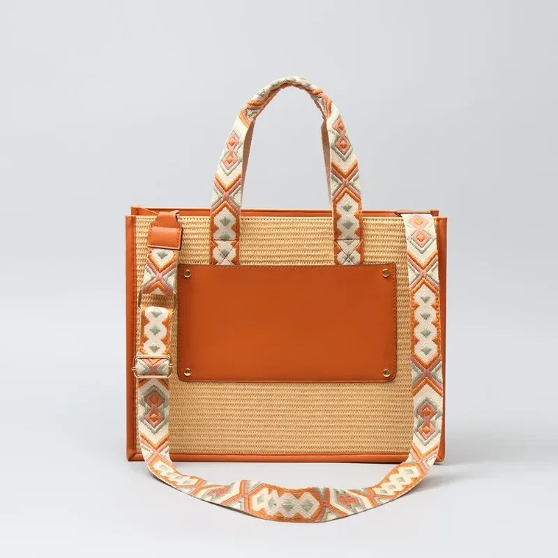 

Bag for women Straw Tote bag Hand woven bag Europe and the United States commuter carrying large capacity shoulder bag
