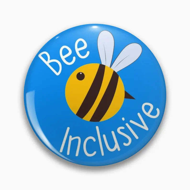 

Bee inclusive pin badge button Diversely Human inclusion pin button brooches Bag Clothes Lapel Pin Funny Badge Jewelry Gift