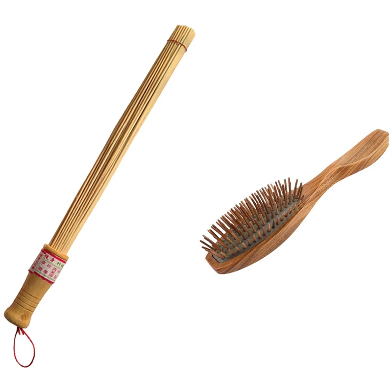 

Sandalwood Handmade Detangling Massage Hair Comb With Bamboo Wood Massager Relaxation Hammer Stick Relieve Fatigue Tool