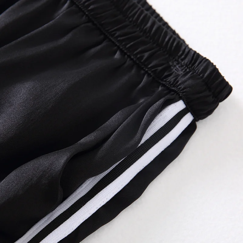 Summer Silk Shorts Women's Elastic Waist Loose Versatile Casual Pants Mulberry Silk Outwear Sports Straight Leg Wide Leg Pants
