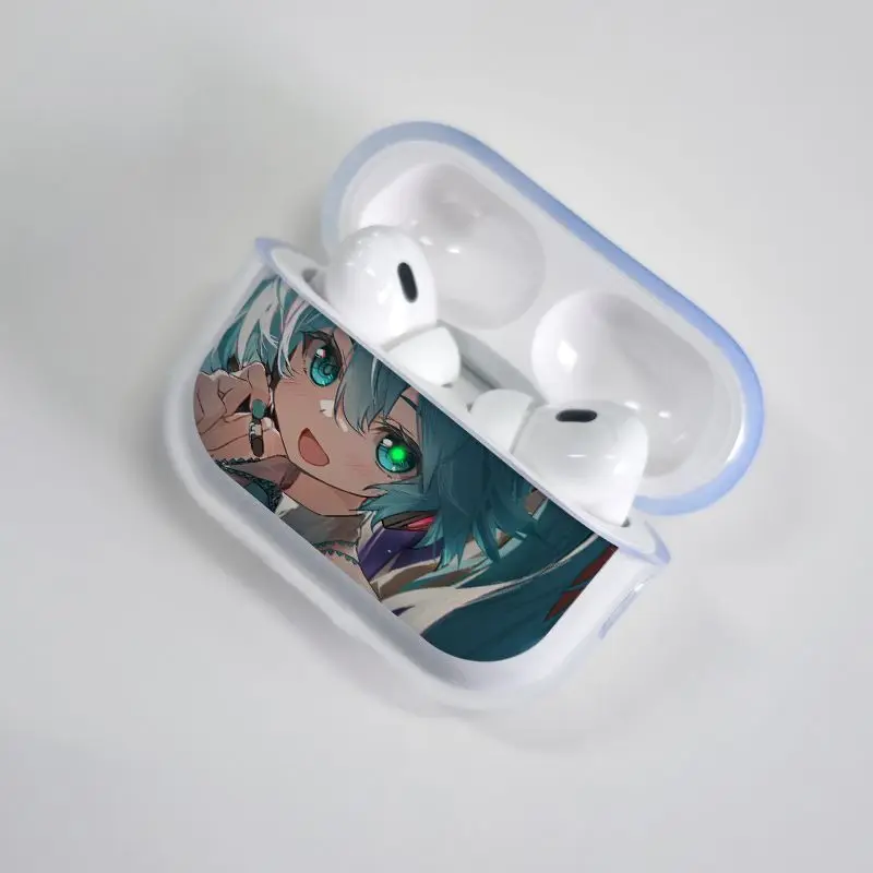 Фото Чехол для наушников с мультяшным рисунком Hatsune Miku, Bluetooth-чехол для наушников, подходит для AirPodsPro3/2, AirPods 4/3/2/1, прозрачный мягкий чехол для гарнитуры №4