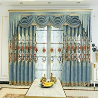 european style curtains for living dining bedroom finished luxury fabrics wholesale chenille embroidered kitchen showerzkx