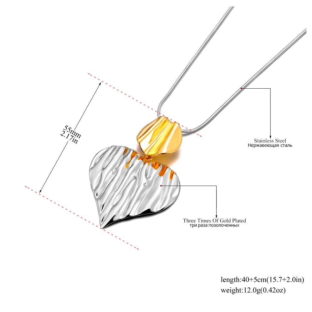 Lokaer Ожерелье С Подвеской В Форме Сердца Для Женщин Текстура Металла Из