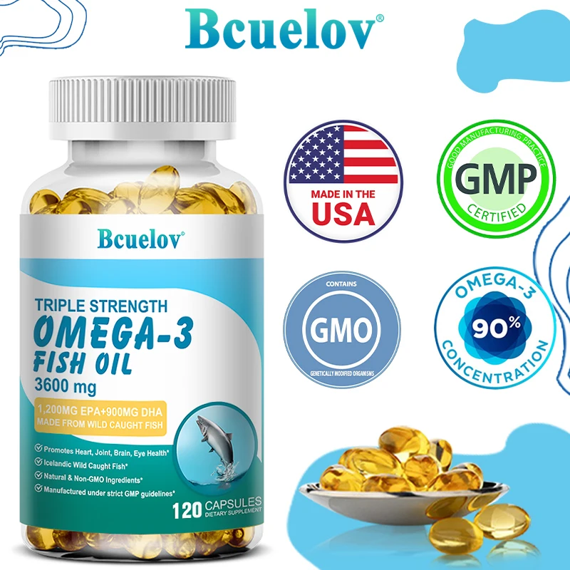 

Натуральное и не содержащее ГМО 2250 мг Омега-3 EPA & DHA иммунное и сердце Рыбное масло поддерживает кислоту, суставы, глаз, мозг и кожу