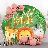 round backdrop cover forest jungle safari baby wild one birthday photo background baby shower circle backdrops elastic covers