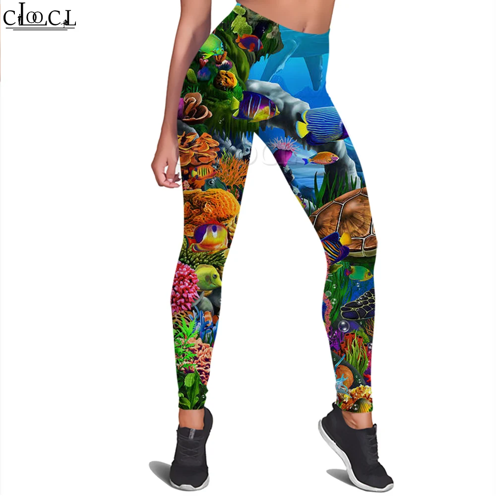 CLOOCL Trendy Women Seamless Leggings Ocean World Graphic 3D Print Casual Trousers Sexy Slim Yoga Pants Push Up Leggings