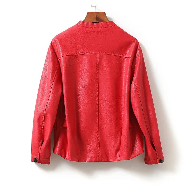 Leather Jacket Women's Spring And Autumn Short Loose Sheepskin Clothes Small Women's Leather Coat Red Genuine Sheepskin