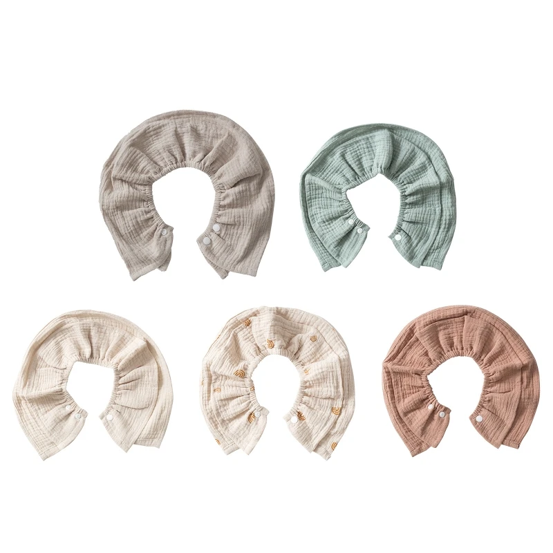 

77HD Baby Feeding Drool Bib Collar Decoration Solid Color Saliva Towel Soft Cotton Crepe Gauze Scarf Burp Cloth for Newborn