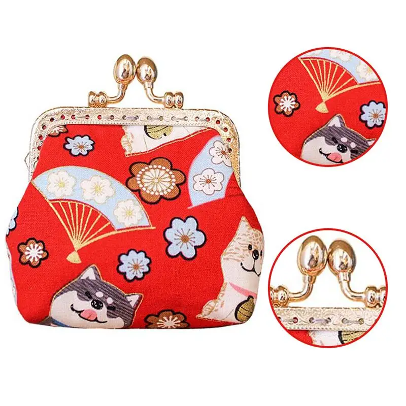 

Сумка для монет в японском стиле, сумка для хранения карт, сумка для хранения с рисунком собаки, кошелек для монет