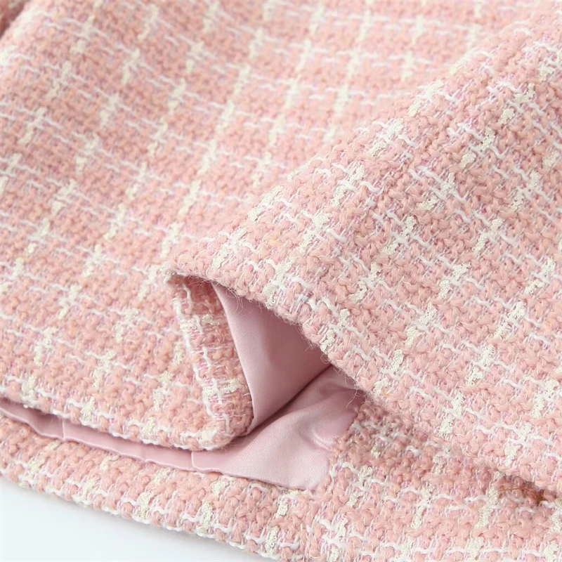 KEYANKETIAN 2024 осень/зима новый женский шерстяной твидовый укороченный костюм в