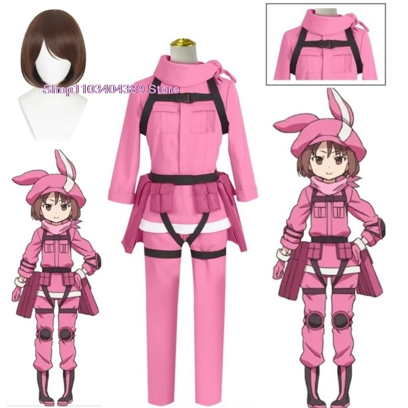 Аниме Gun Gale Online Kohiruimaki Karen Llenn пальто брюки униформа парик наряд аниме костюмы для