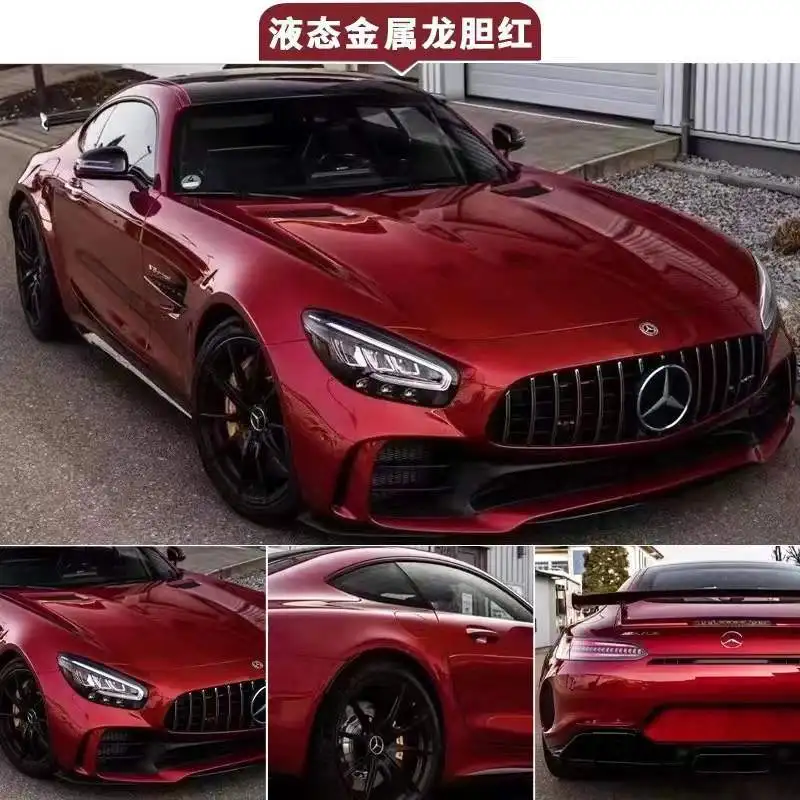 

2022 Auto Liquid Metal Wrap Vinyl Film Stickers Dragon blood Red Color Changing Film Glossy Car wrapping Film for BMW Benz Tesla