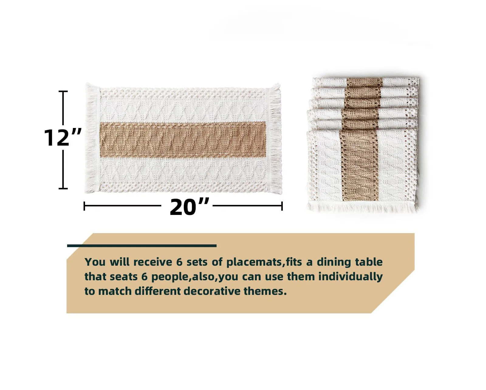 Набор из 6 салфетки в стиле бохо декор стола макраме фермерского дома мешковина