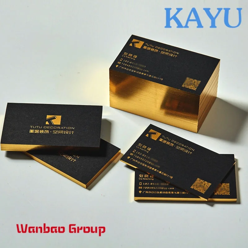 Custom Visiting Card Luxury Black Embossed Business Card Printing With Gold Foil Stamping
