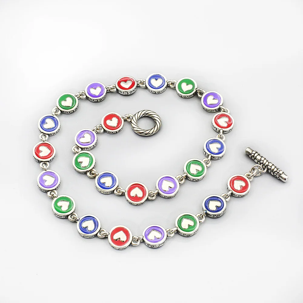 Circle drop glaze primary color simple Joker girls love bracelet necklace