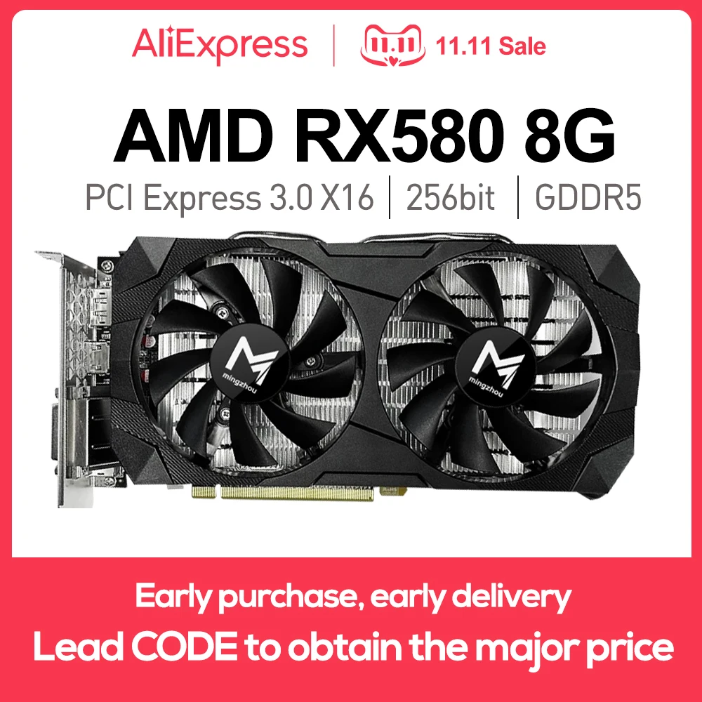  radeon RX 580 8GB gddr5 256bit GPU computer game graphics card mining hash rate 28mh / S