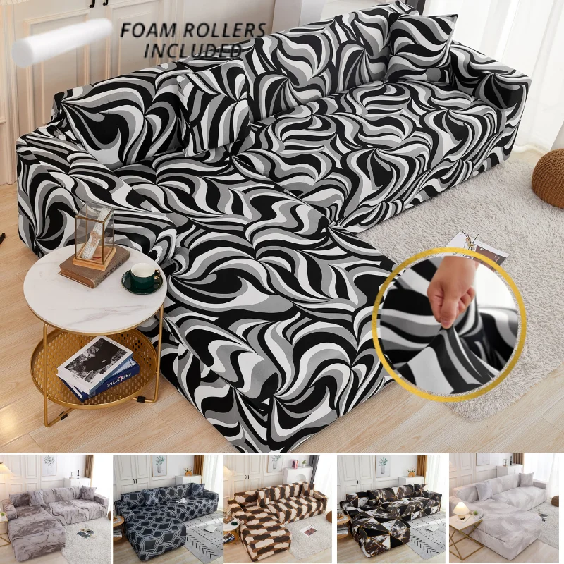 

Модный Роскошный мягкий эластичный вязаный чехол для дивана, универсальный диван на 1, 2, 3, 4 места, L-образная форма, для гостиной, приятный на ...