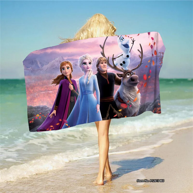 Полотенце для ванны с изображением персонажа Эшаана из фильма «Холодное сердце» Диснея, печатное цифровым методом 3D, из микрофибры, квадратное, подходит для использования в ванной и на пляже.