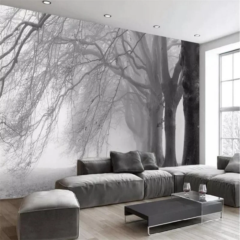 

Custom 3D Photo Wallpapers for Living Room Bedroom Wall Murals Black and White Forest Home Decor Wall Paper Papel De Parede 3d