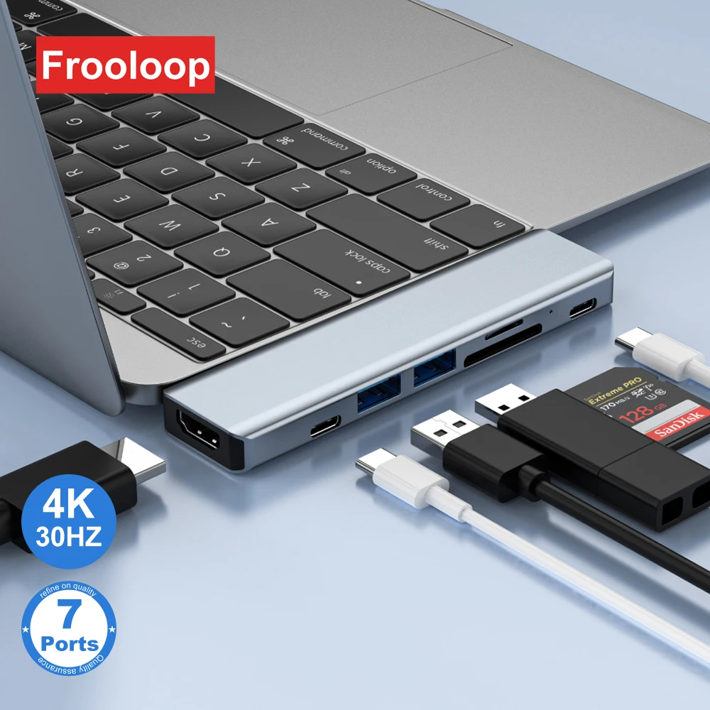 

USB C HUB To 4K HDMI Docking Station For Macbook Pro Air Type-C 3.1 PD Splitter Thunderbolt 3 TF SD Reader Adapter M1 M2 2022