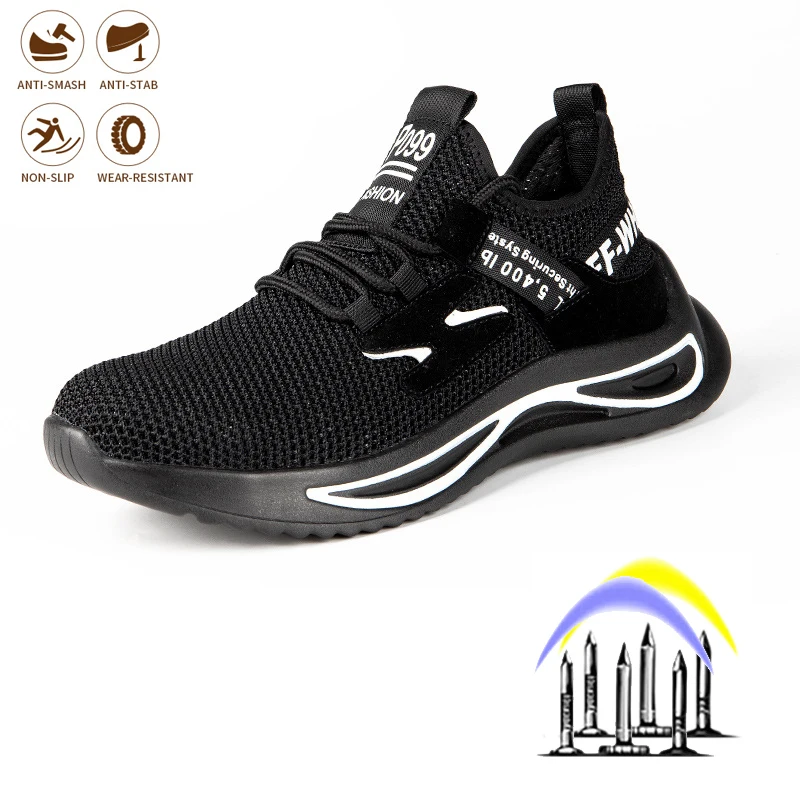 

Male Work Boots Men's Safety Shoes Steel Toe Cap Anti-smash Anti-puncture site Work Shoe Indestructible Breathable Sneakers