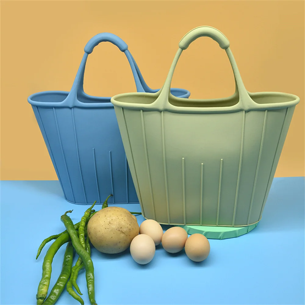 

Fashion Silicone Handbag Waterproof Beach Bag Multifunctional Shopping Vegetable Basket