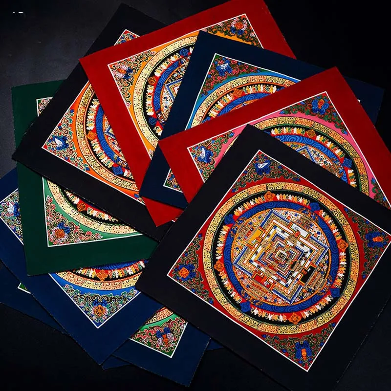 100% расписанные вручную Восемь благоприятных надписей Мандала тханка Танг-га