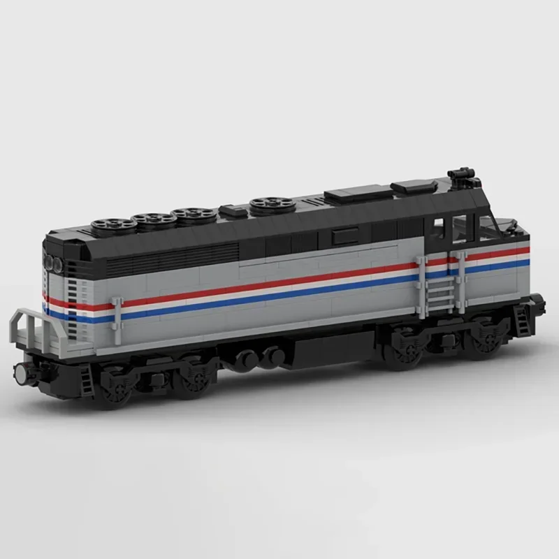 Фото Серия железнодорожных поездов Moc, строительные кирпичи, EMD F40PH, модель поезда, технология строительства, модульный блок, игрушка «сделай сам», праздничные подарки №3