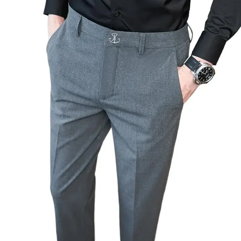 Осенние мужские 9-точечные деловые повседневные облегающие строгие брюки в