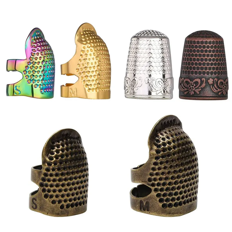 

1PC Sewing Thimble Hand-Working Protector Adjustable Metal Finger Shield Ring Needlework Fingertip DIY Sewing Tools Accessories