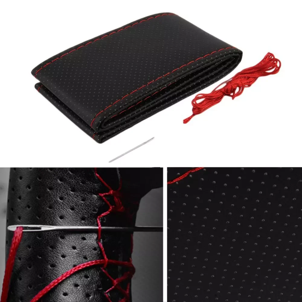 

DIY Car Steering Wheel Cover Fiber Leather with Needle Braid on Steering Wheel SkidProof Car Styling Interior accessorie